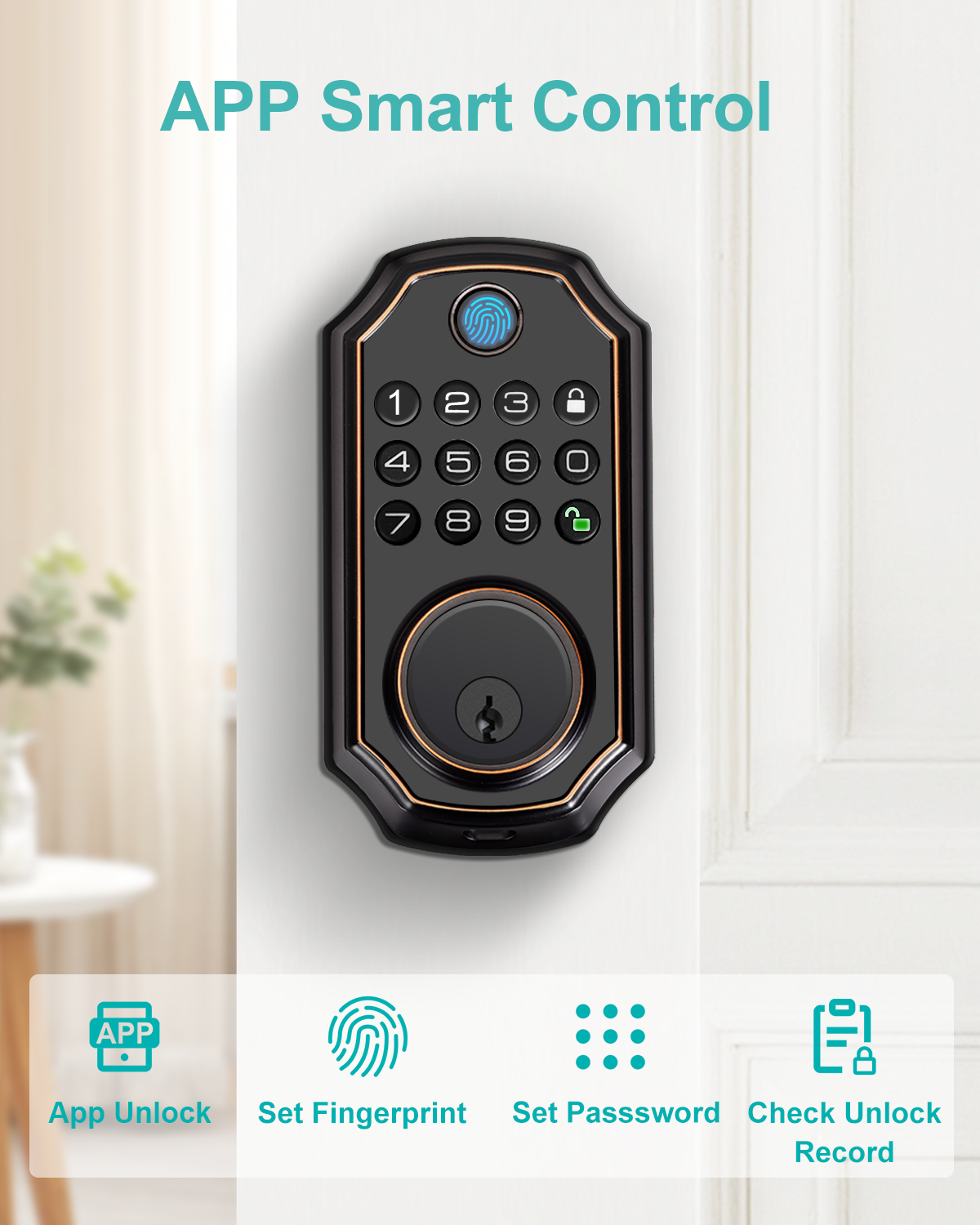 Keyless-Entry Fingerprint Lock, Smart Lock with Keypad, Keyless Biometric Door Handle Lock