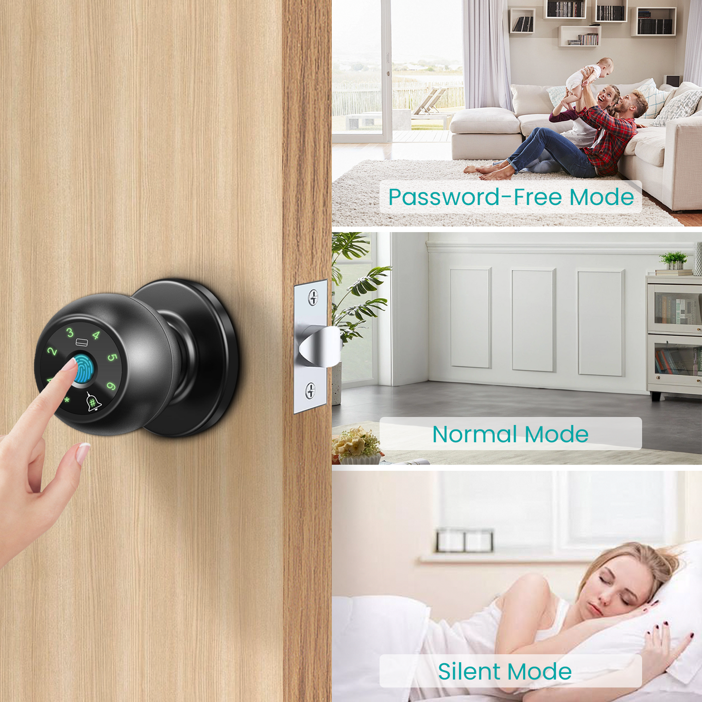 Smart Fingerprint Door Knob, Keyless Thumbprint Entry Door Lock