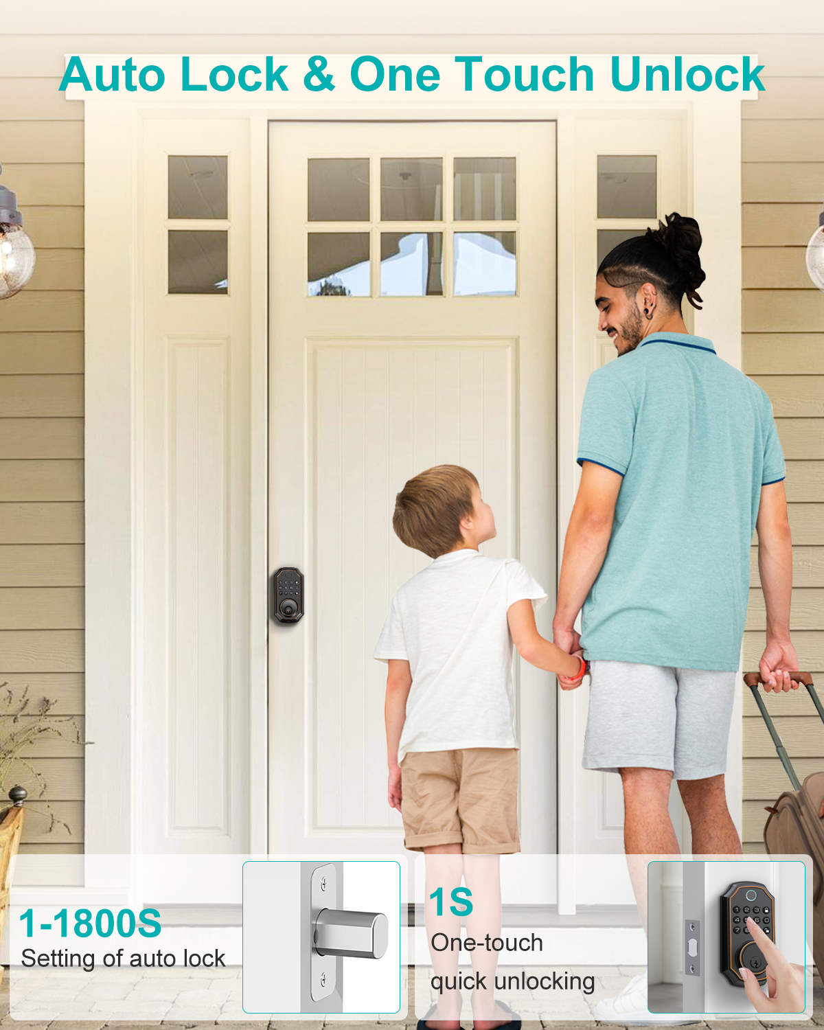 Keyless-Entry Fingerprint Lock, Smart Lock with Keypad, Keyless Biometric Door Handle Lock