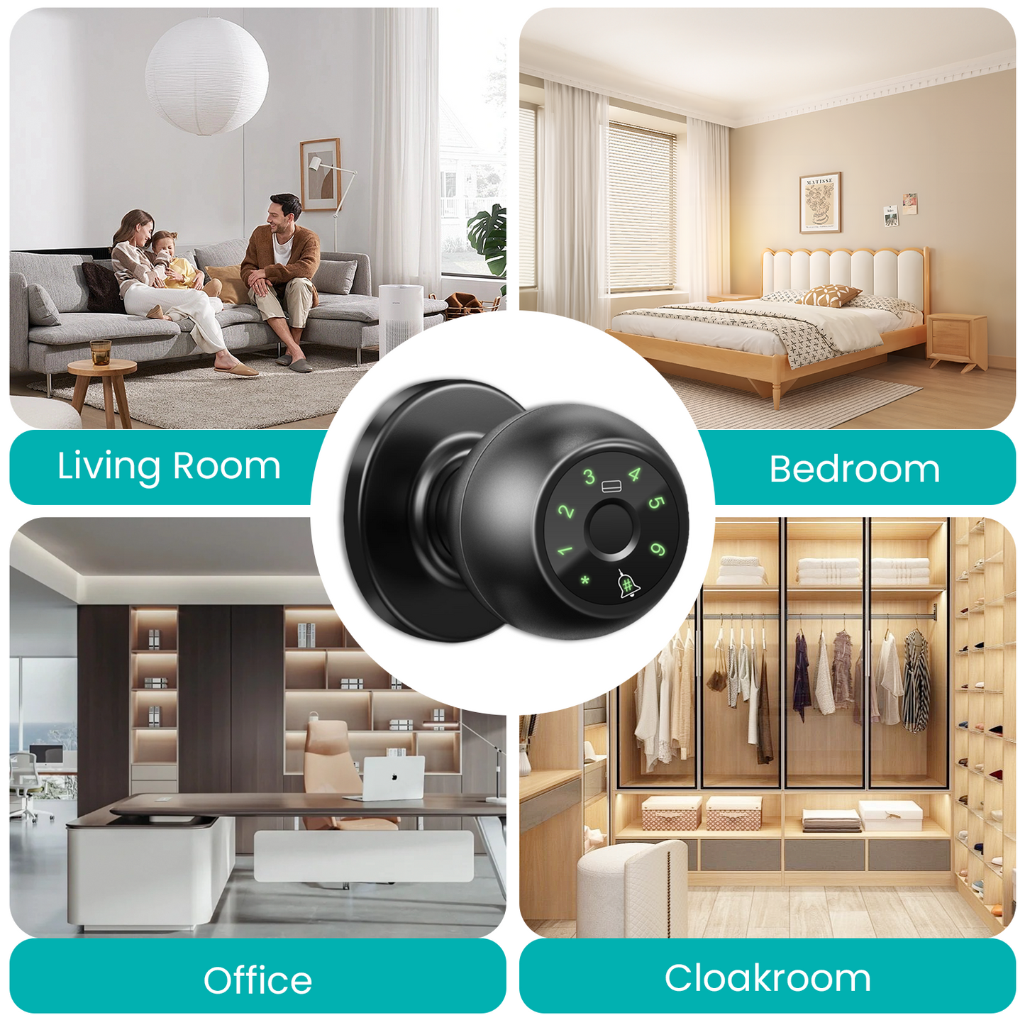 Smart Fingerprint Door Knob, Keyless Thumbprint Entry Door Lock